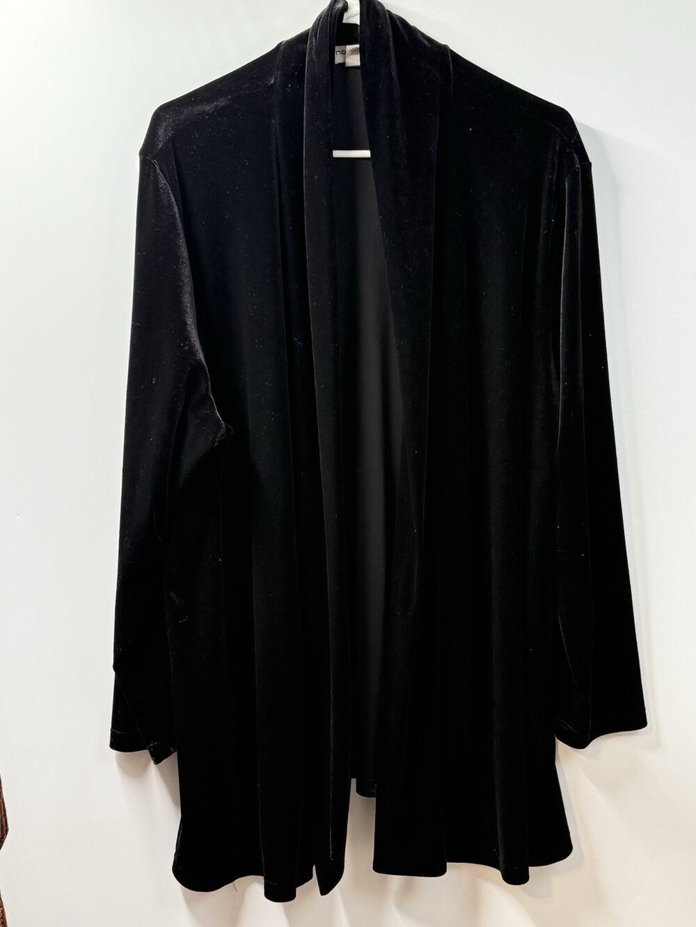 Notations Black Velvet Open Front Cardigan 1X Stretch Drape Whimsigoth